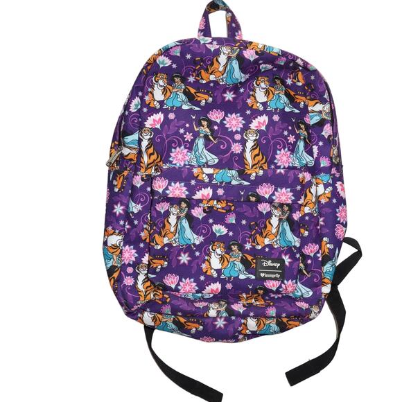 Purple Disney x Loungefly Aladdin Jasmine & Rajah Print Full Size Backpack main image 6